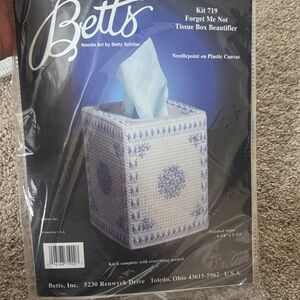Betts Needlepoint Forget Me Not Tissue Box Kit